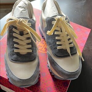 Tory Burch Gray and Cream Sneakers
